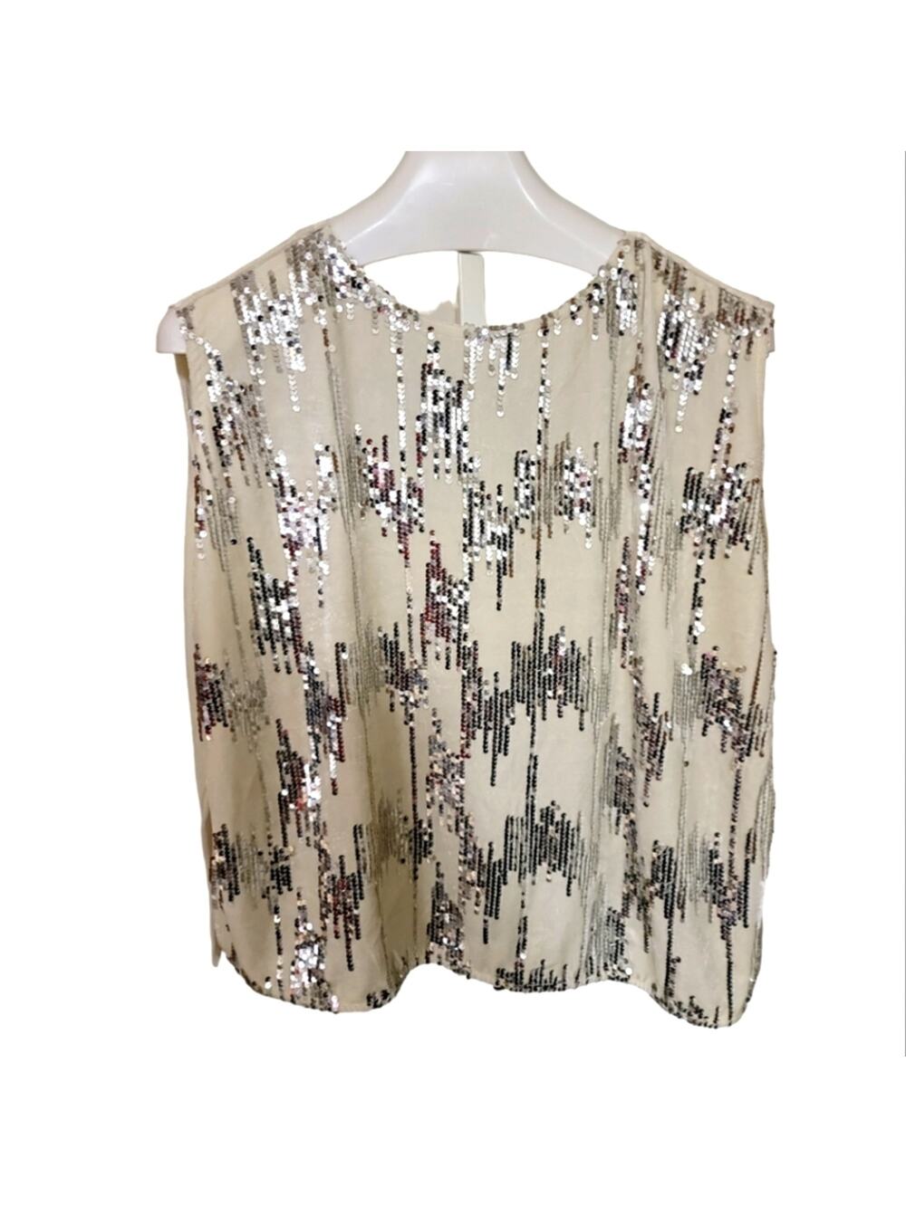 NWT Andrew Marc Cream Colored Sequined Top